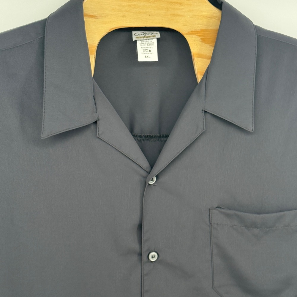 Caltop Mens Charcoal Gray Short Sleeve Button Up Camp Shirt 5XL Made in USA‎